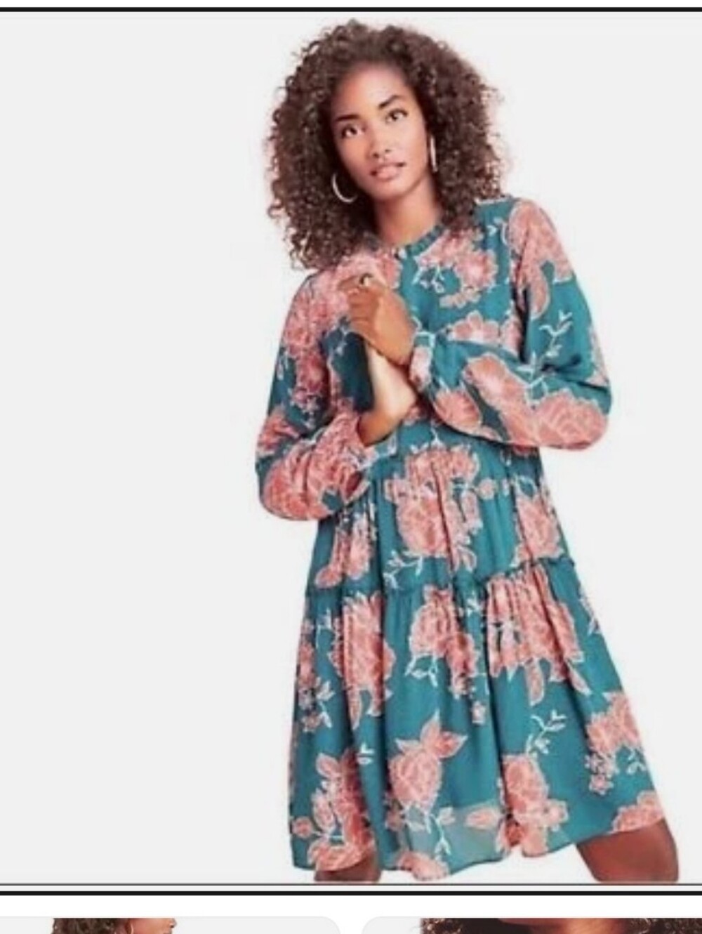 Maeve by Anthropologie Teal Floral Dress